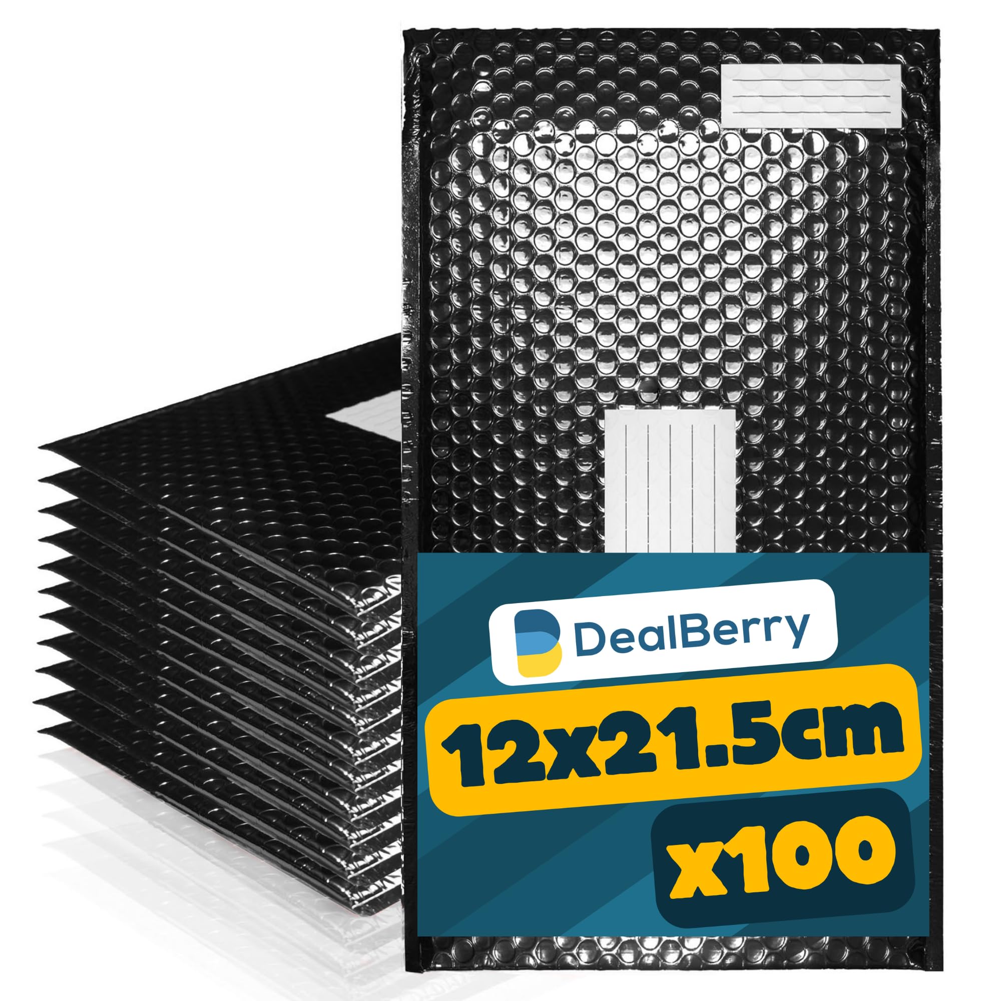 100 Pack Padded Shipping Envelopes | Poly Mailers with Bubble Wrap | Peel and Seal Packaging Bags | Address & Return Box | Black | 140x215mm โ image 1