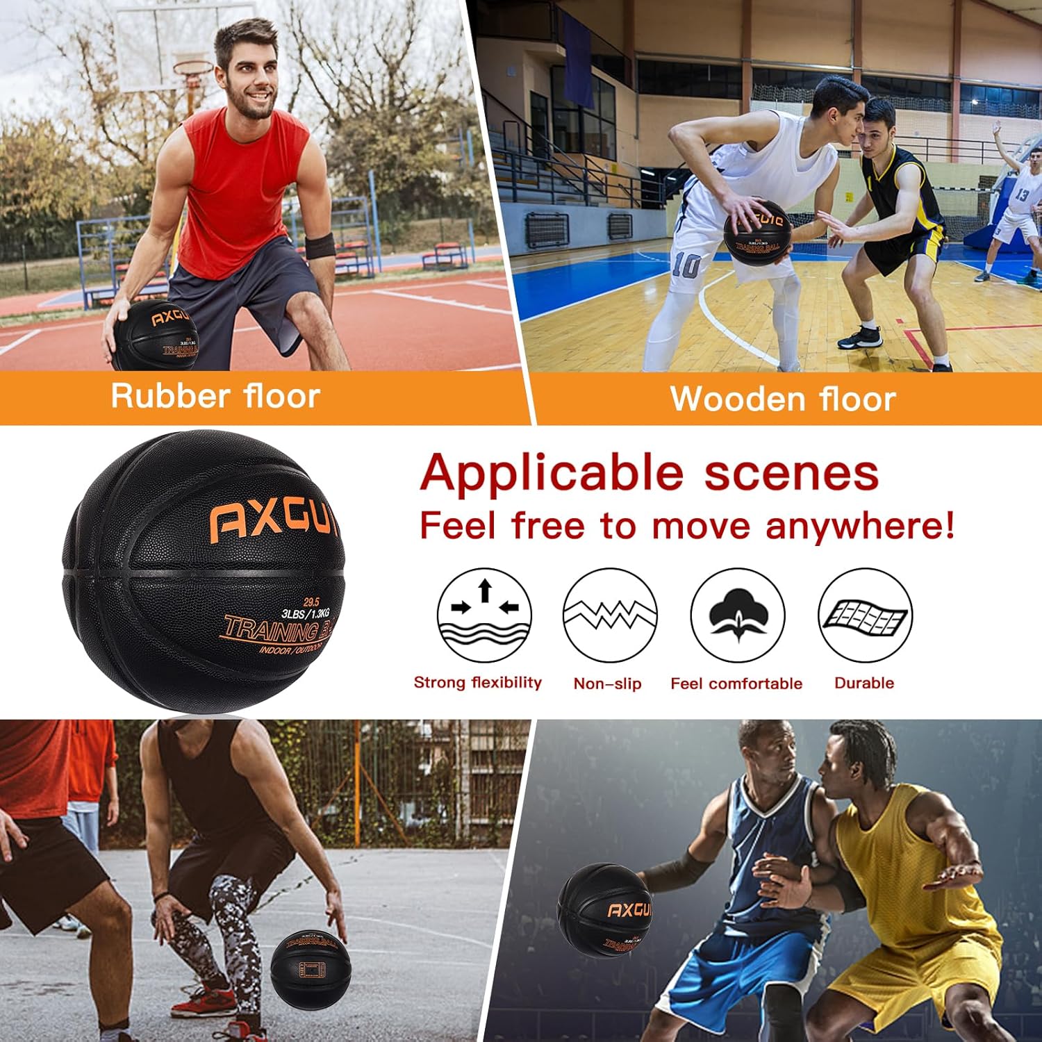 3LBS/2.2LBS Weighted Heavy Basketball 29.5/28.5" Training Equipment for in& Outdoor Improving Dribble Up Handling Dribbling, Passing&Rebounding Skills Weighted Training Basketball (Size 7/6)