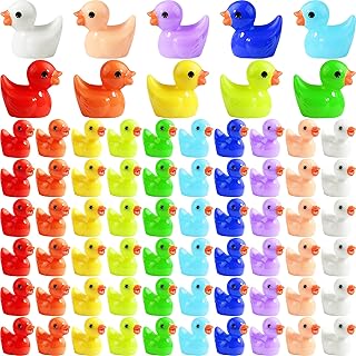 200 Pieces Mini Resin Ducks Mini Rubber Ducks Tiny Rubber Ducks Miniature Duck Ornaments Dollhouse Ducks Figures for Crafts Duck Charms Dollhouse Duck for DIY Garden (Style Two)