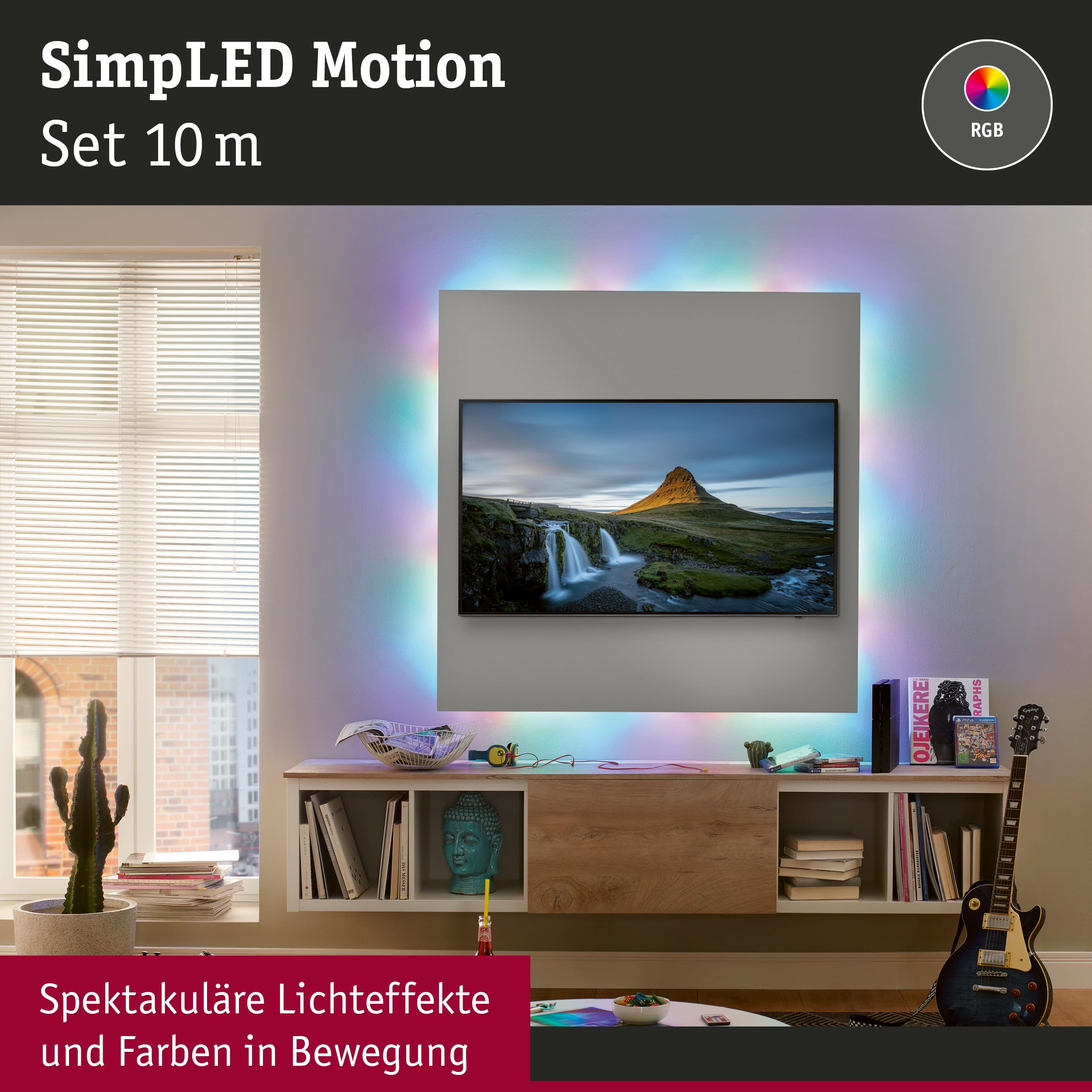 Paulmann 70515 Strip SimpLED LED 17 W, juego básico strip, regulable, blanco, plástico, 10 m, Motion RGB