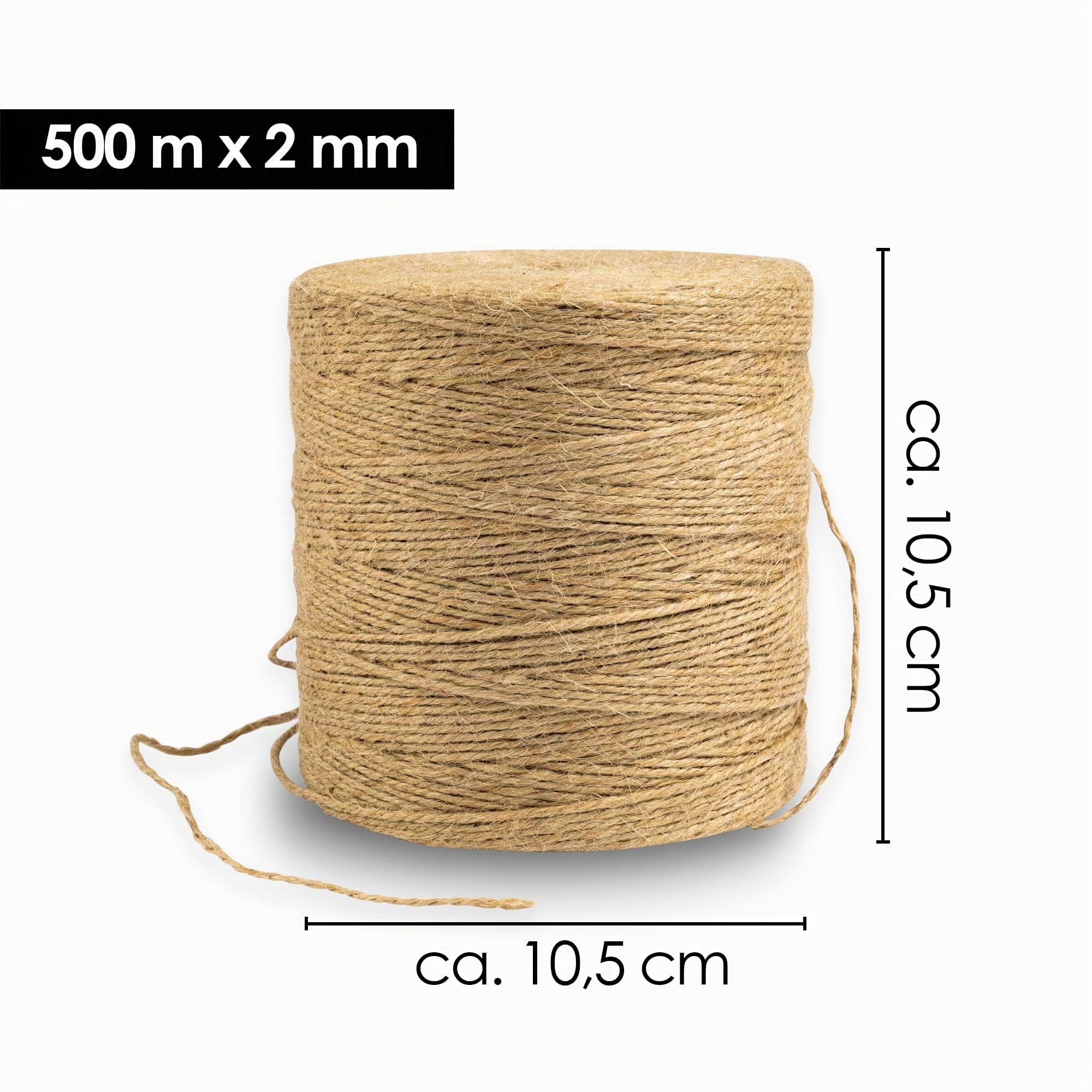 OfficeTree 500m Spago Juta 2mm - Filo Juta - Corda Naturale - Spago Corda Iuta - Spago per legare Pomodori - Spago per Pacchi Regalo - Filo di Juta - Spago per Decorazioni - Corda Spago Sottile