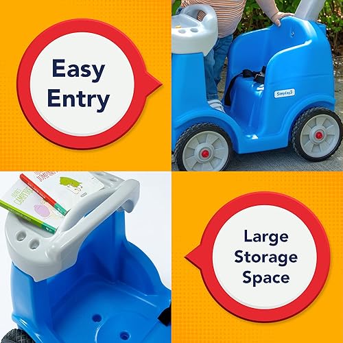 Miniatura 5 de Simplay3 Roll and Stroll - Auto de empuje silencioso para niños pequeños, con cinturón de seguridad, para niños de 1.5 a 4 años, azul