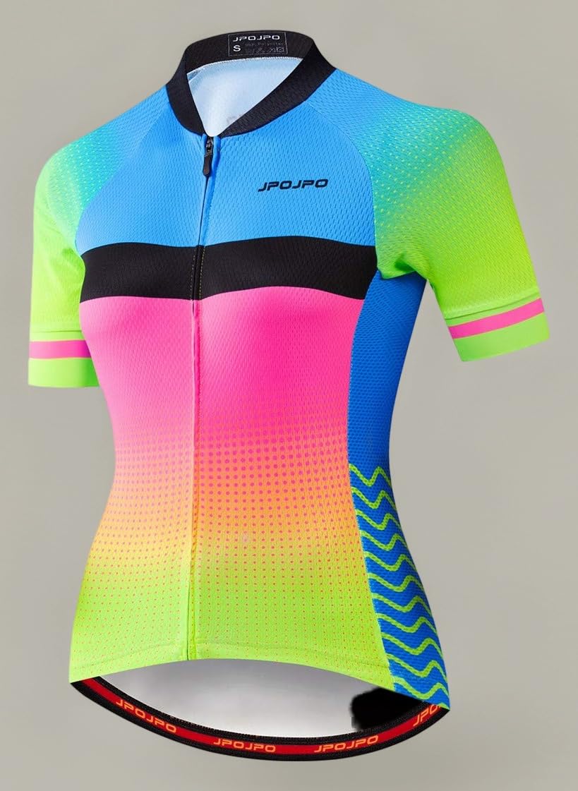 Cycling Jersey Women's Cycling Jersey Zip Mountain Bike Shirts Short Sleeve Road Bike Top