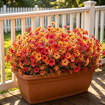 12 Bundles Artificial Fall Flowers Outdoor UV Resistant Autumn Decor