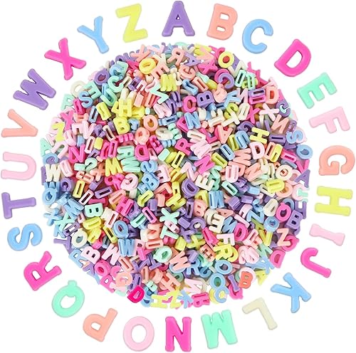 Vista 15 de Augshy 700 cuentas de letras blancas del alfabeto para hacer bricolaje (0.236 pulgadas)