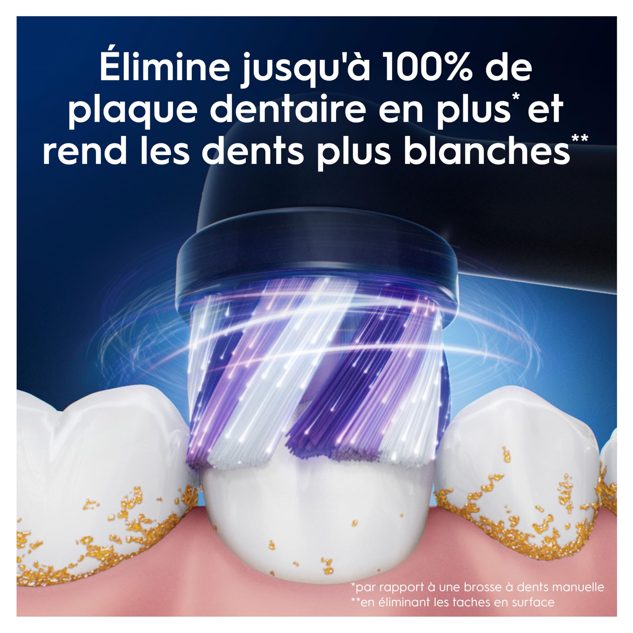 Oral-B Brossettes de Rechange Radiant White, lot de 4, Noires – Recharges Brosse à Dents Électrique iO, pour Adultes, Tête Ronde de Polissage Blanchissant