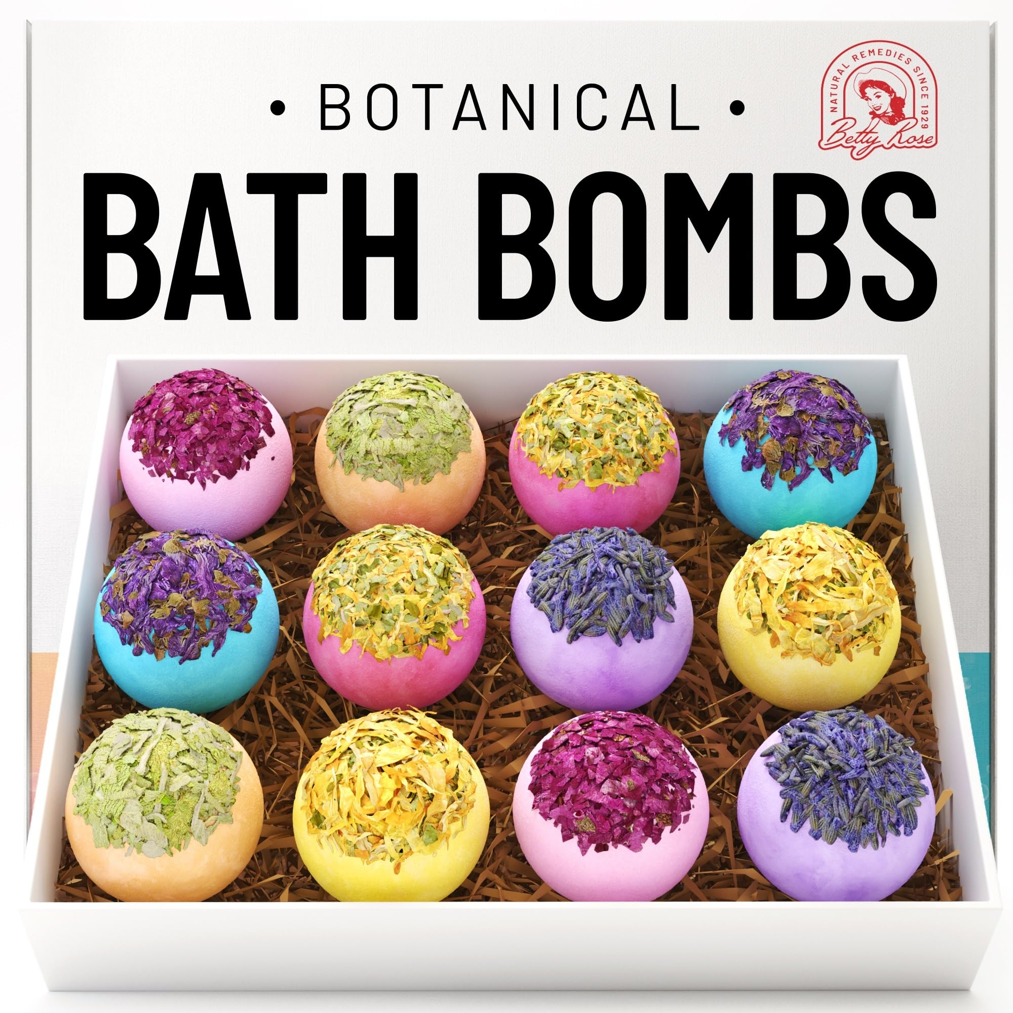 Bath Bombs Relaxing Set of 12 - Botanical 6 Scent Bath Bomb with Essential Oils - All Natural Bath Bombs Kit, Moisturizing Bath Bombs for Adults, Bath Gifts for Women, Self Care Gifts for Women