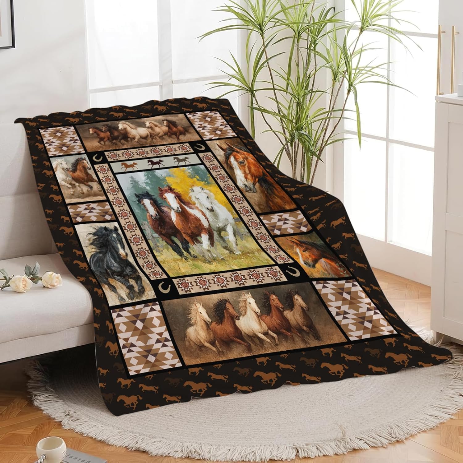 Horse Throw Blanket Horse Stuff Gifts for Kids Girls Boys Adults Women Men Soft Cozy Warm Plush Fluffy Fuzzy Fleece Blanket Decor 40''X50'' - Image 6