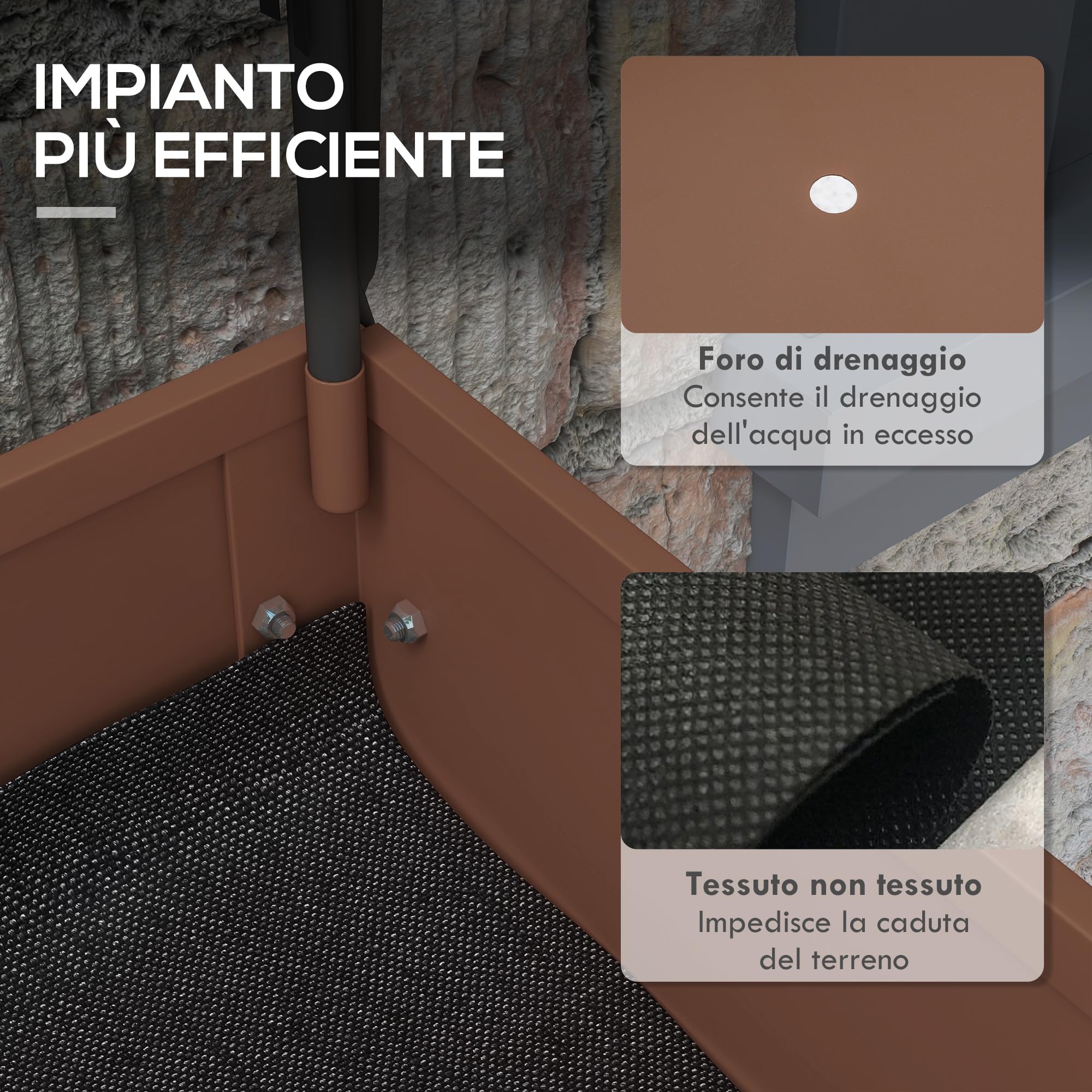 Outsunny Letto per Orto Rialzato con Mini Serra per Piante e Ruote, Orto Urbano con Copertura e Ripiano, 80x40x120cm, Marrone