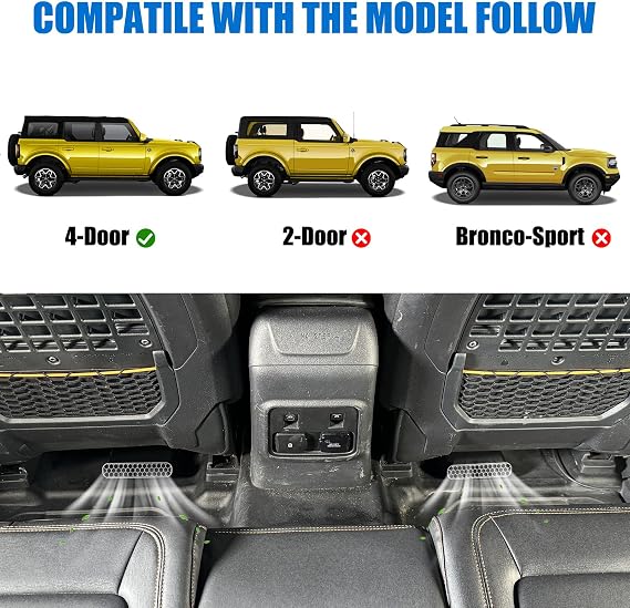 SUNPIE 2PCS Under Seat Vent Deflectors for 2021-2025 Ford Bronco 4-Door