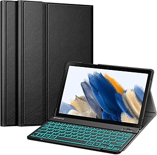 Fintie Keyboard Case for Samsung Galaxy Tab A8 10.5 inch 2022 Model (SM-X200/X205/X207), [7 Color Backlight] Slim Stand Cover with Magnetically Detachable Wireless Bluetooth Keyboard, Black