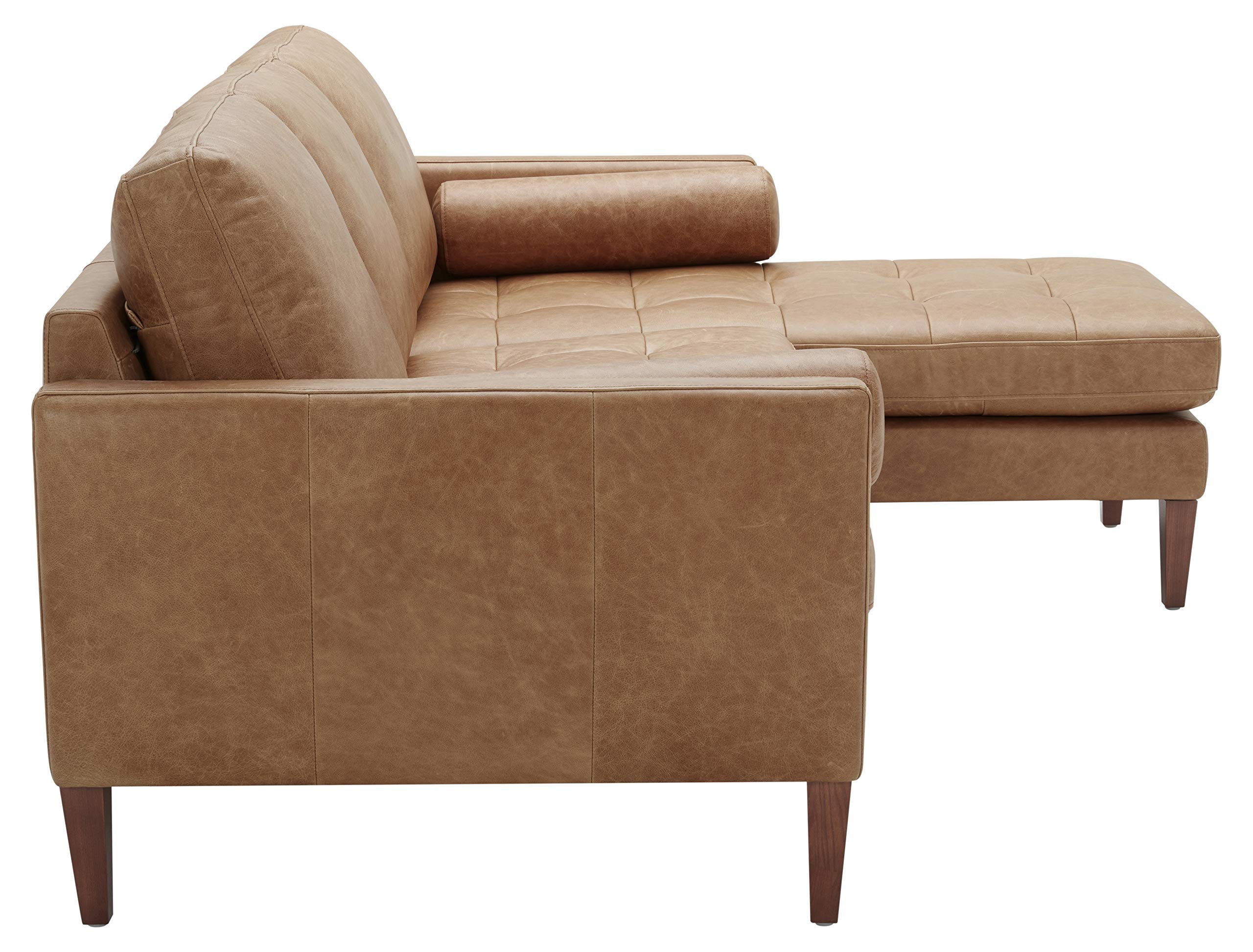 Rivet Aiden MidCentury Modern Reversible Sectional Sofa (86") Cognac