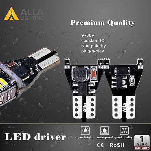 Miniatura 5 de Alla Lighting 912 921 - Bombillas LED de retroiluminación (2000 lúmenes, 921, muy brillantes, 921 ledes, 4014, 30-SMD, 921, sin errores, T15, 906,