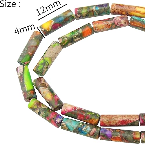 Miniatura 6 de COIRIS 1 hebra 0.472x0.157 in natural cilindro forma de tubo de piedra suelta cuentas jaspe imperial para la fabricación de joyas DIY diseño