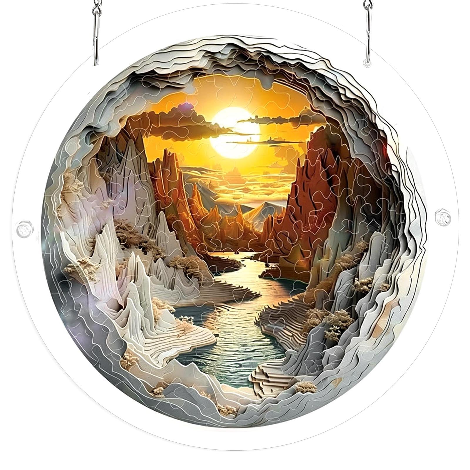 BOYANDM Puzzle Suncatchers Stained Glass Window Hanging Decors Colorful Acrylic Sun Catchers for Homen Garden Ornament Acrylic Puzzle Suncatchers
