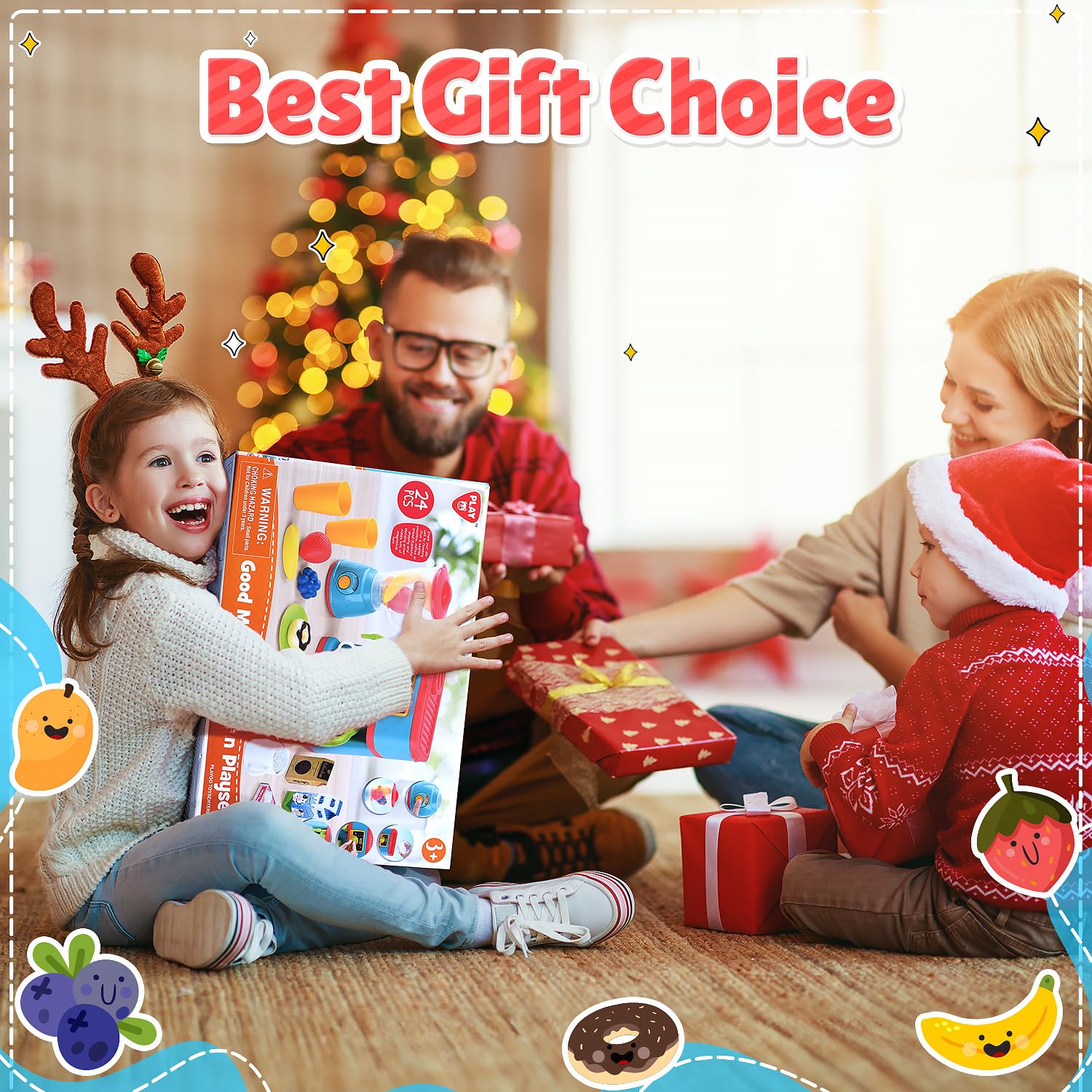 Juego de electrodomésticos de cocina, juego de cocina para niños con cafetera, licuadora de juguetes y alimentos de juego, con luces y sonidos realistas, accesorios de cocina de juguete, regalo 7