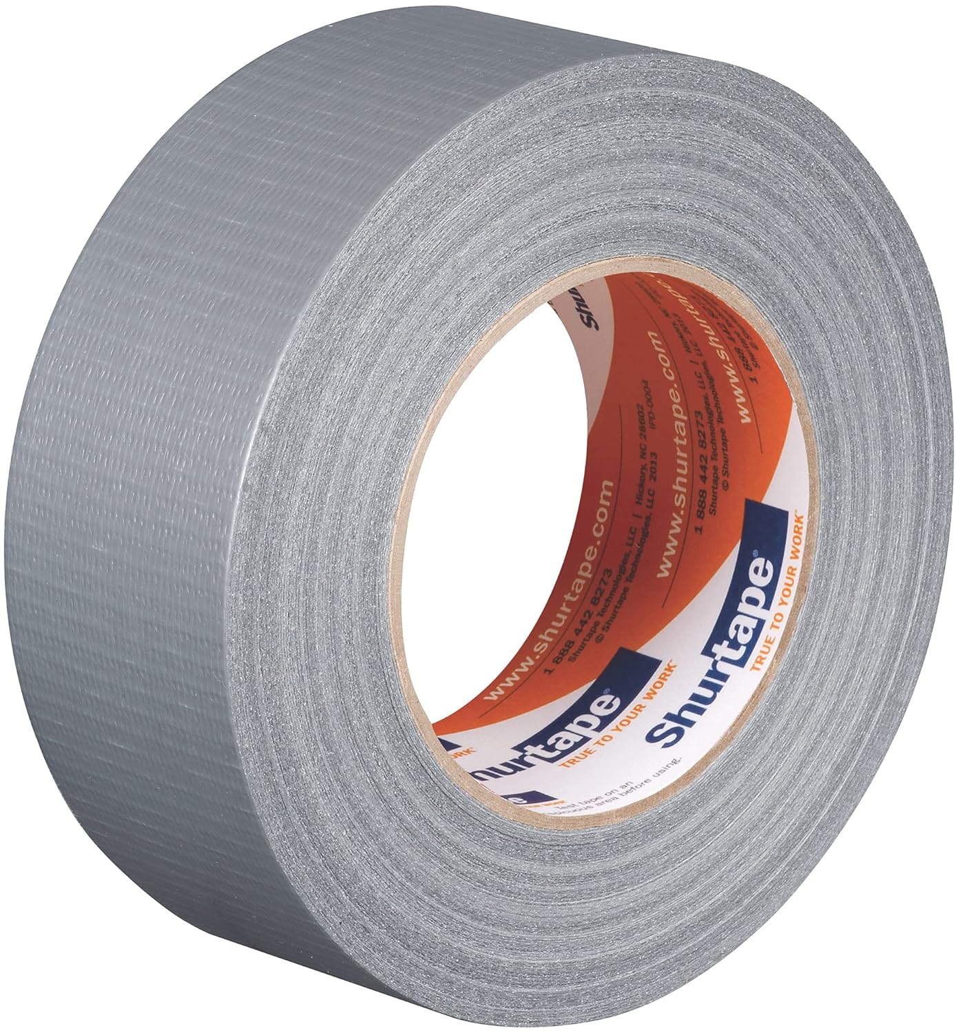 Shurtape PC 007 Utility Grade, Co-Extruded Cloth Duct Tape, For Packaging, Sealing, Repairing and Waterproofing, Indoor/Outdoor, 48mm x 55m, 7 mil, Silver, 1 Roll (152300)