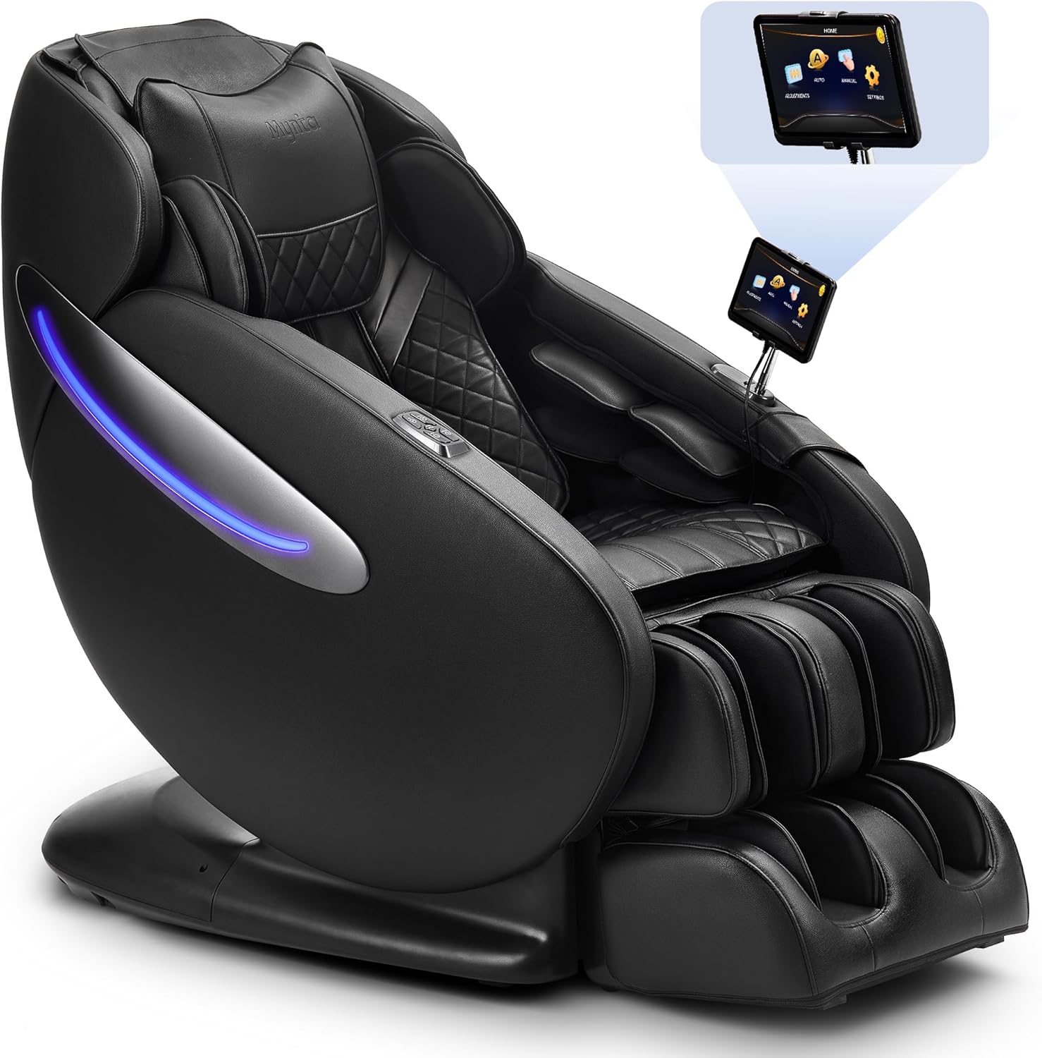 MYNTA 3D Massage Chair Full Body - SL Track Zero Gravity Massage Chairs Recliner with Calf and Dual Foot Rollers, Lumbar Heating, AI Voice Control, TFT Screen, USB Charger, Bluetooth Speaker