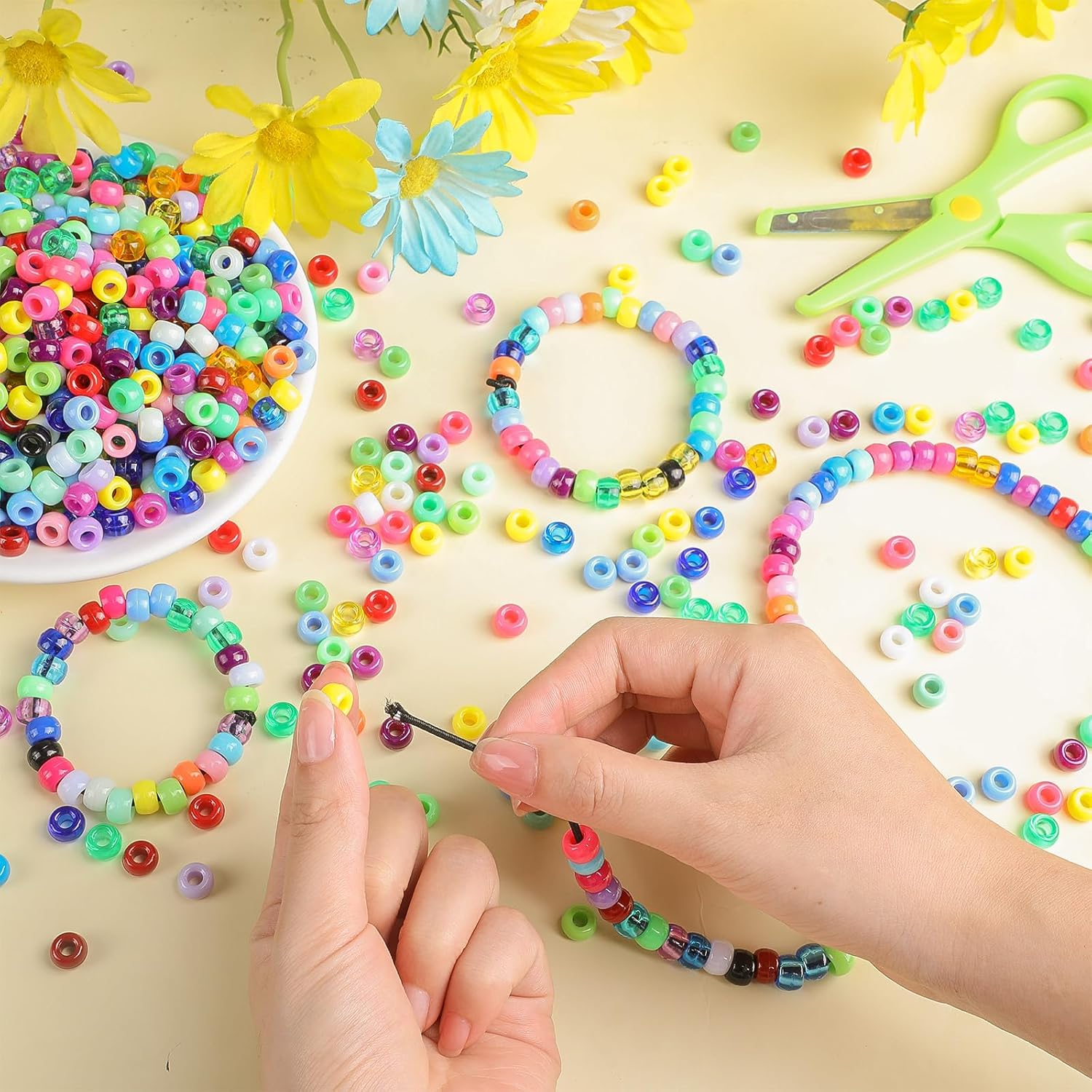 21000 Pcs Pony Beads Bulk 6 x 9 mm Plastic Kandi Beads for Bracelet for Multicolor Craft Making Rainbow Necklace Jewelry Key Chain DIY Braids(40 Colors) - Image 4