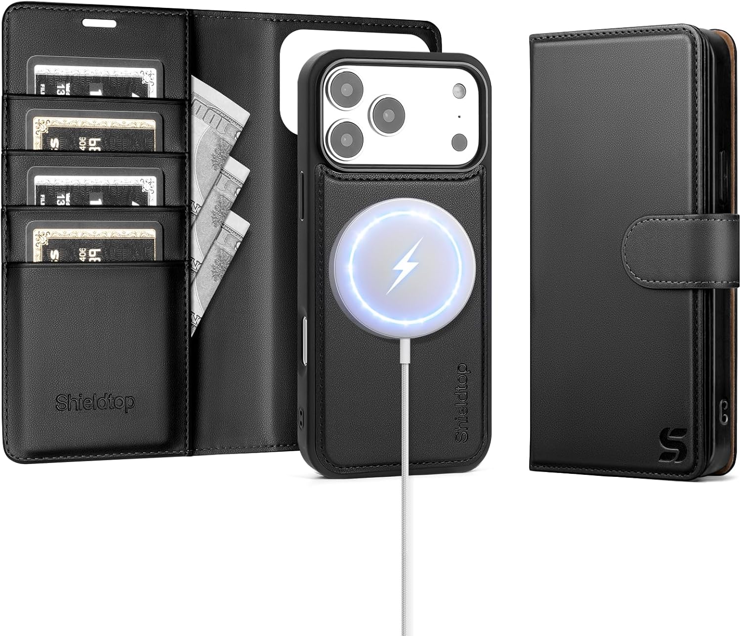 Compatible with Magsafe Magnetic 2 in 1 Detachable iPhone 17 Pro Wallet Case with C...