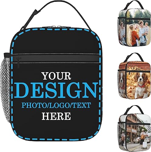 Custom Lunch Box Personalized Lunch Bag Add Your Photo Text Logo Dust-proof Lunch Tote for Office Picnic Outdoor Travel
