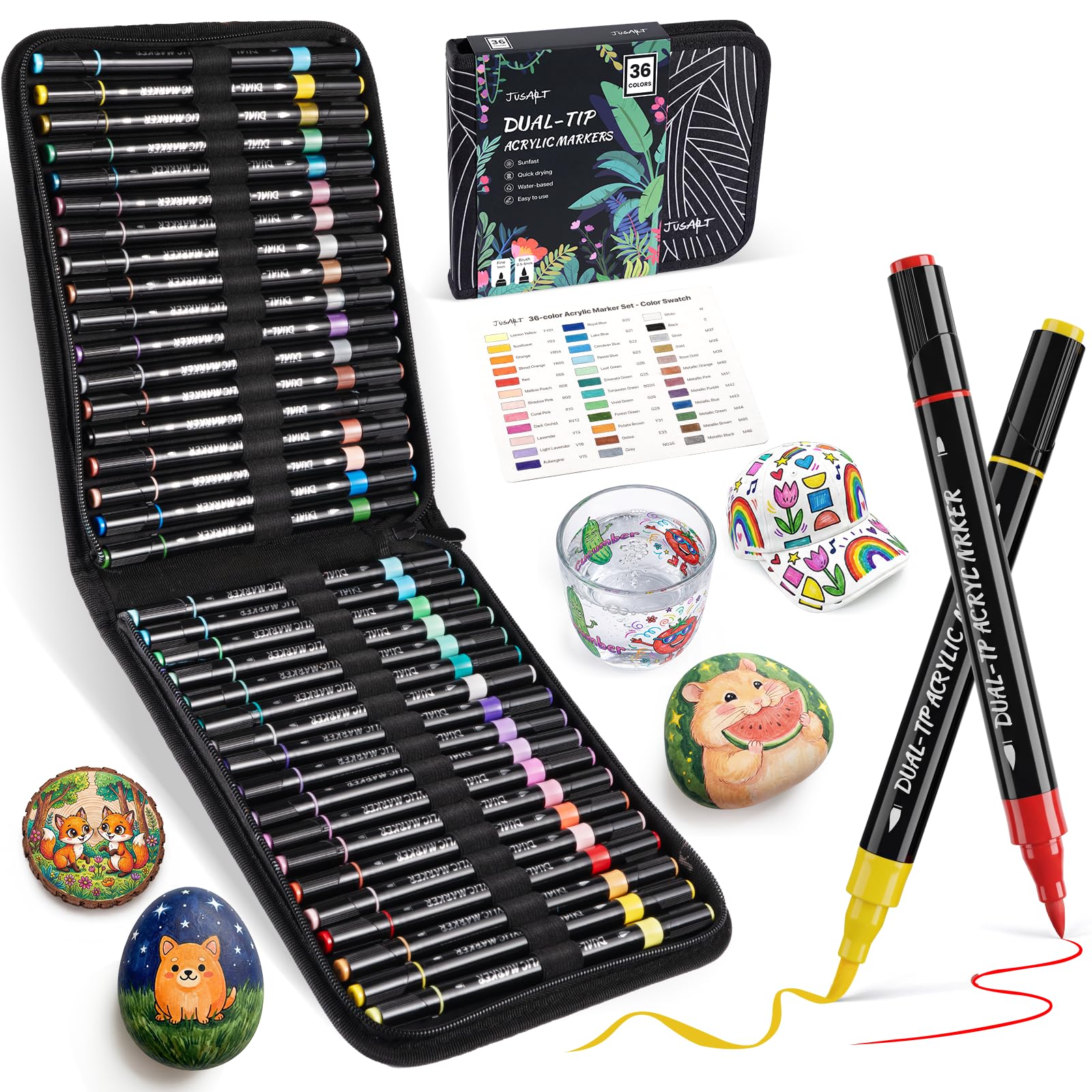 Amazon | JusArt アクリルマーカーペン 36色セット ペイントマーカー