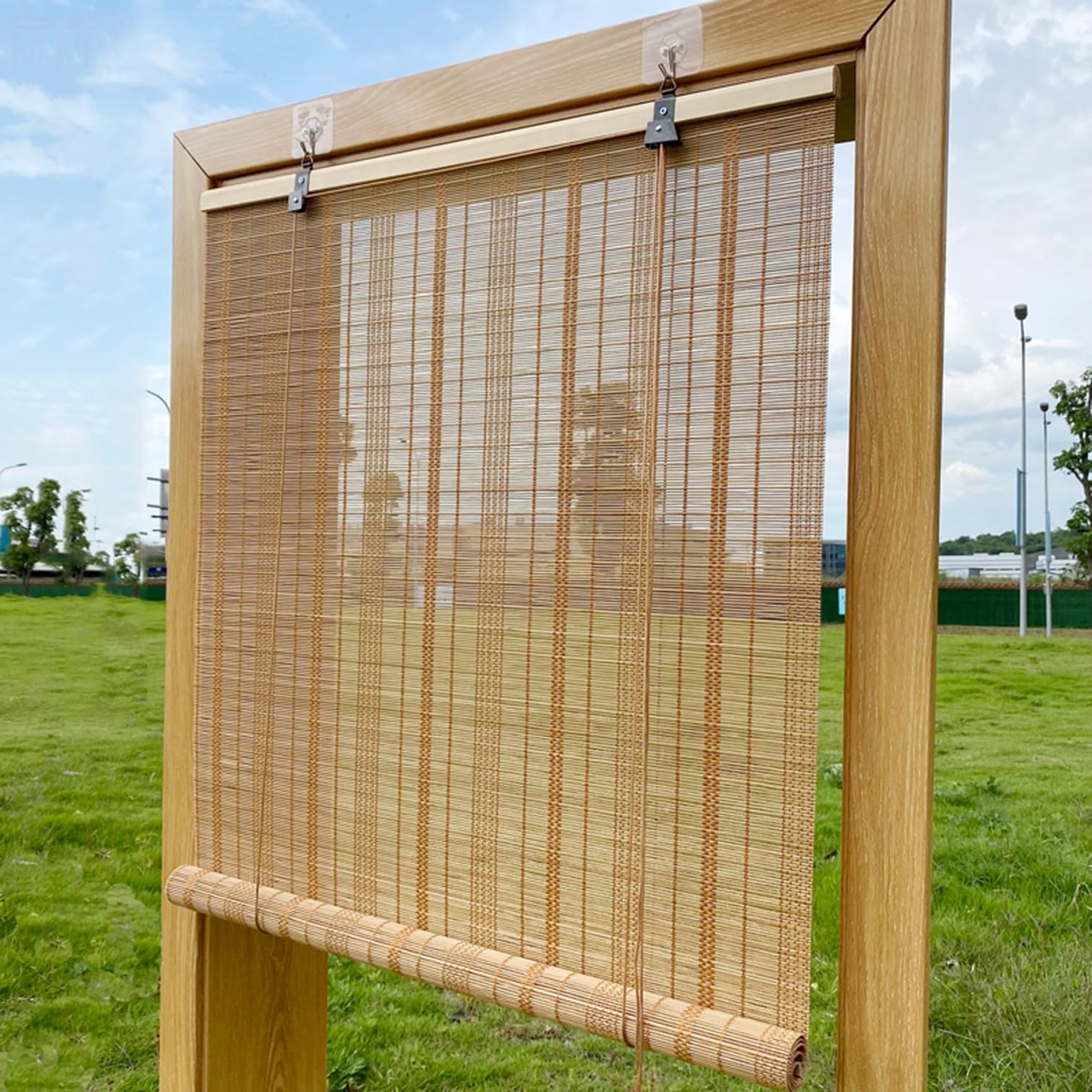 Bamboo Roller Shades Natural Roman Blind for Window Bamboo Wooden Roll Up Blinds,Window Sun Blade Privacy Drape,for Door,Patio,Bedroom,Custom,Width x Height (45cm x 100cm(18in x 39in))