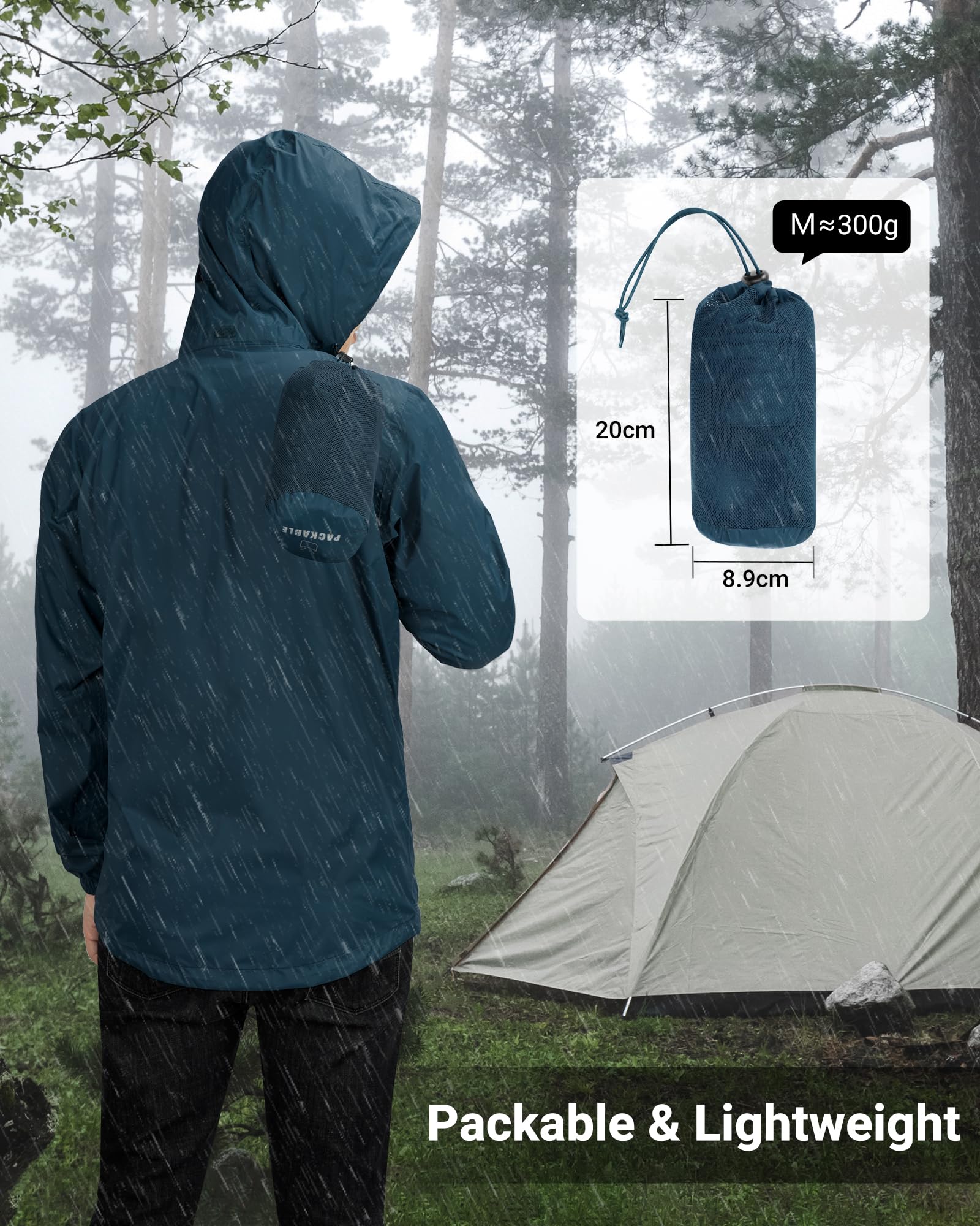 Outdoor Ventures Chubasquero hombres impermeable ultraligero delgado plegable impermeable transpirable bicicleta impermeable deporte