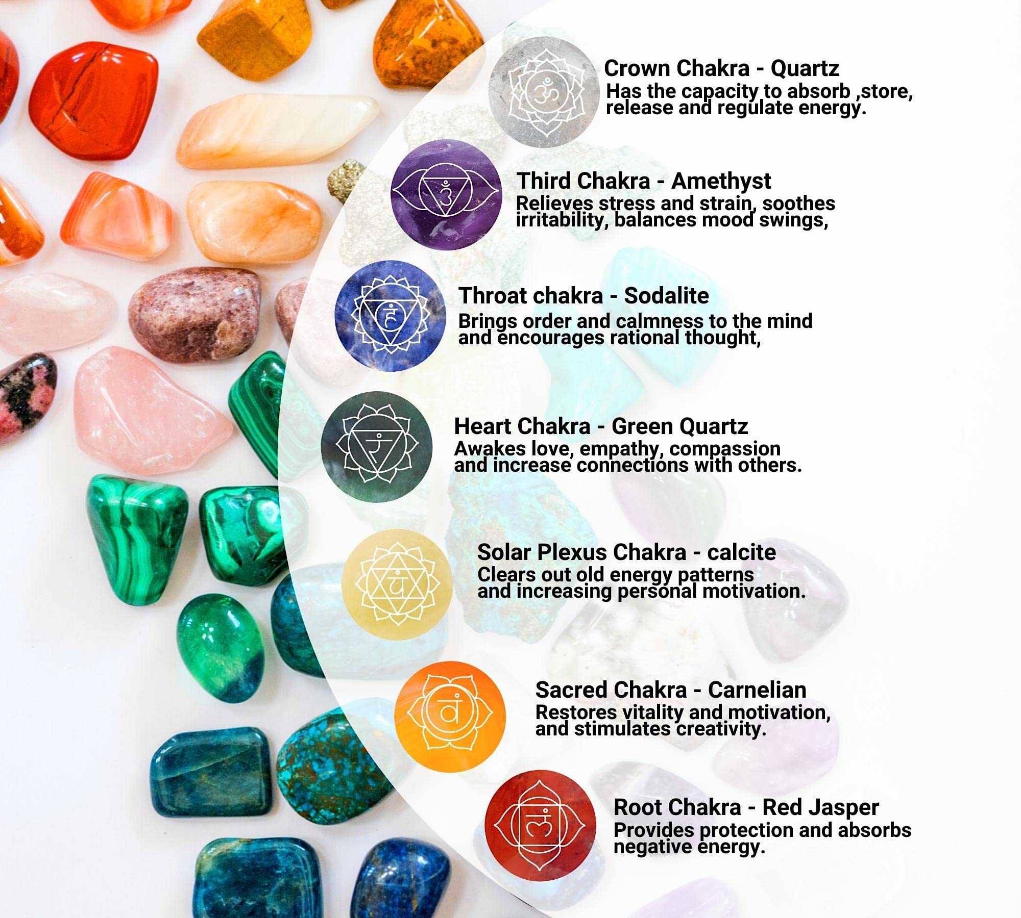 Bracciale Chakra DOJA Barcelona Con Pietre Dure Naturali - 2 Pezzi, Sfere Da 8mm, Bilanciamento Energetico, Cristalli Curativi, Unisex