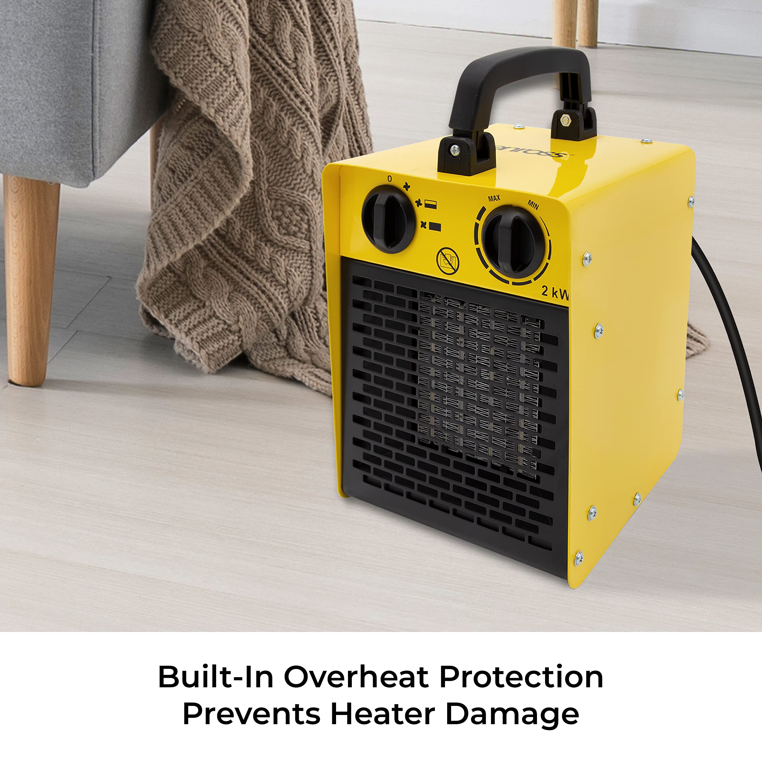 Benross 42440 2000W Industrial Fan Heater / Adjustable Thermostatic Control  / Cool Air Setting / Dual Overheat Protection / Portable With Carry Handle  / Low Noise : Amazon.co.uk: DIY u0026 Tools