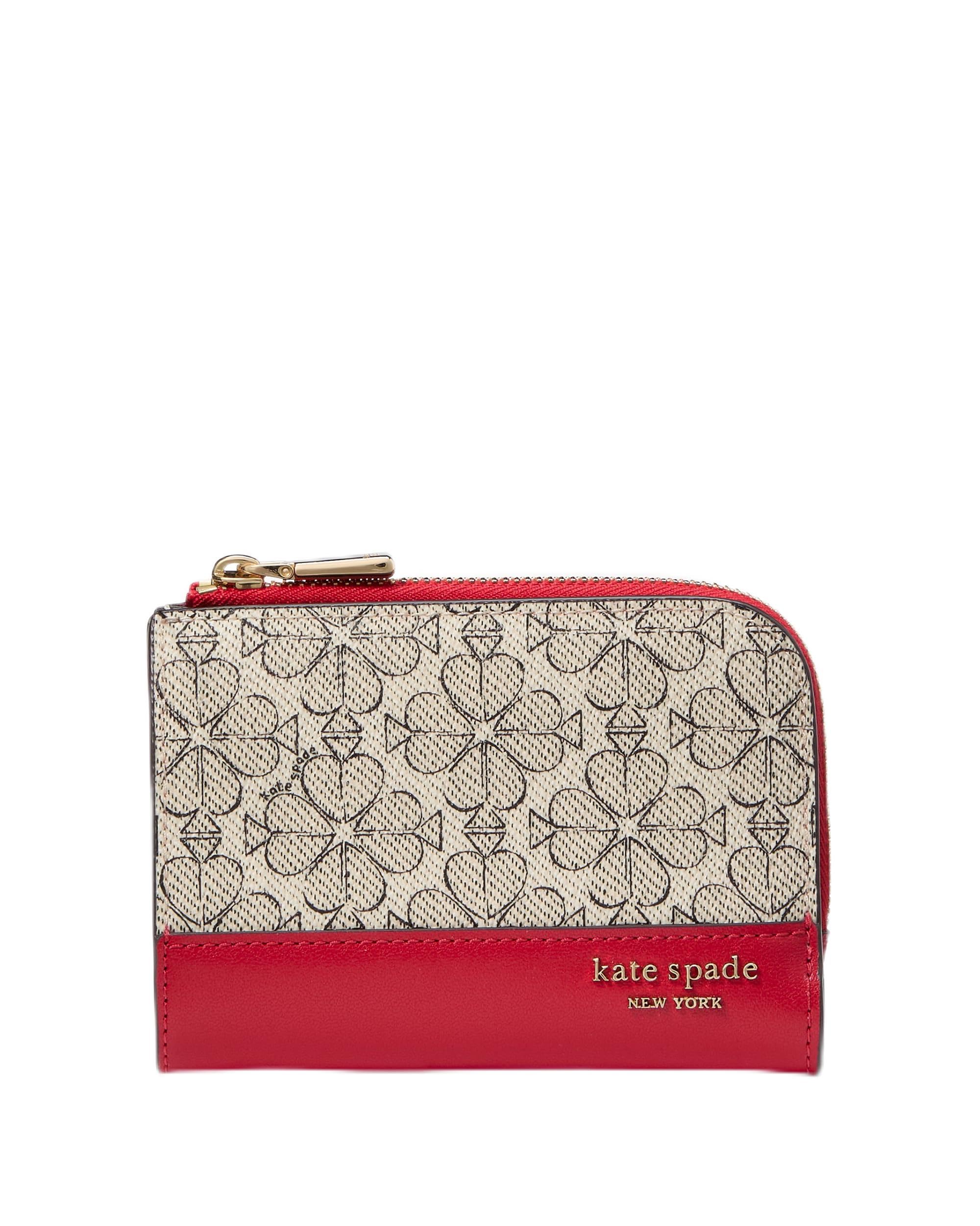 kate spade new york Spade Flower Coated Canvas Small Compact Wallet, Cherry Rouge Multi