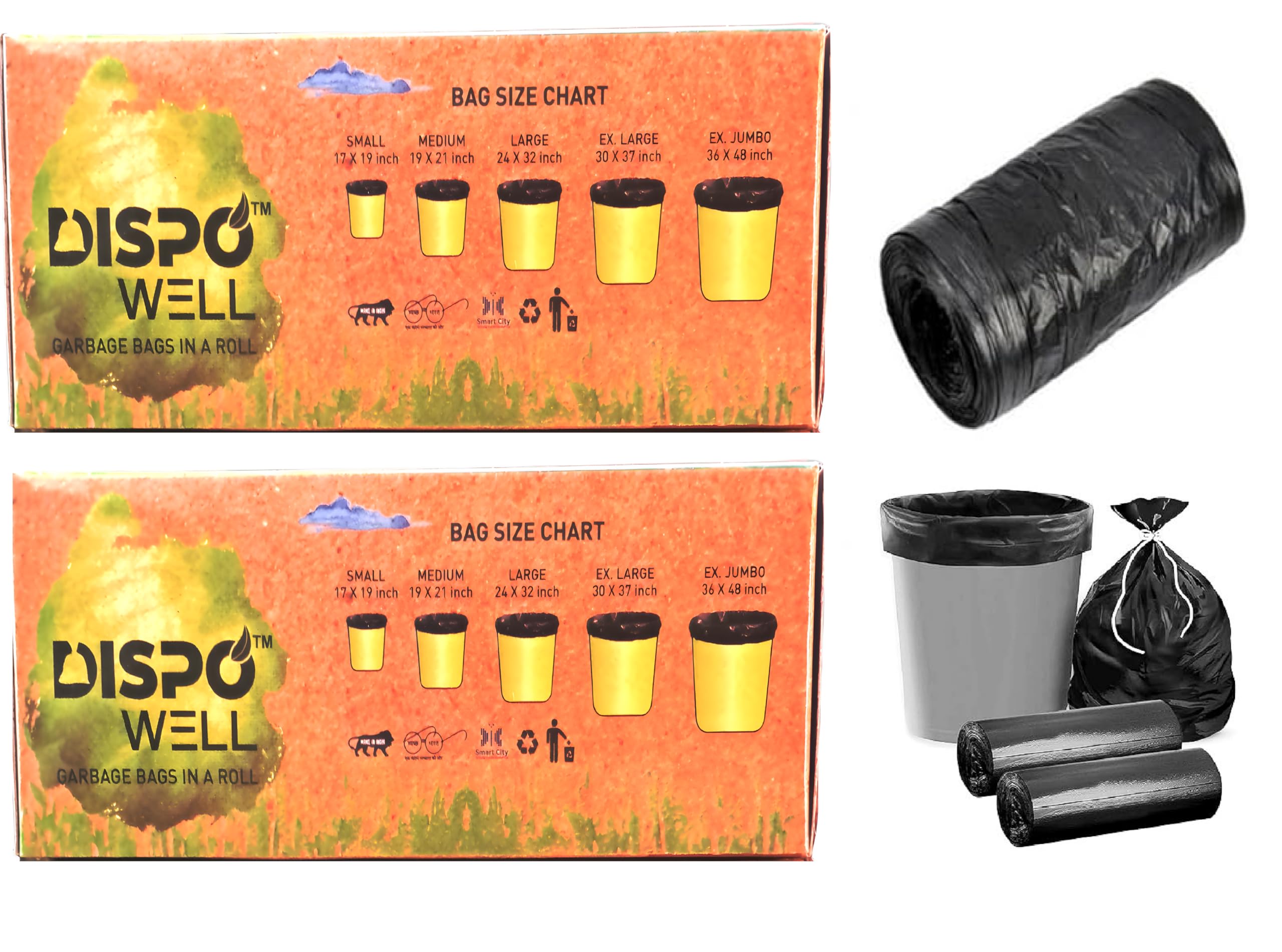 DISPOWELL, Premium Garbage Bag for Dustbin, Medium Size 19x21 inches, 30 Bags/Roll, (Monthly Pack), for Home & Kitchen Use. (B0D2P8P7WB) Amazon Price History, Amazon Price Tracker