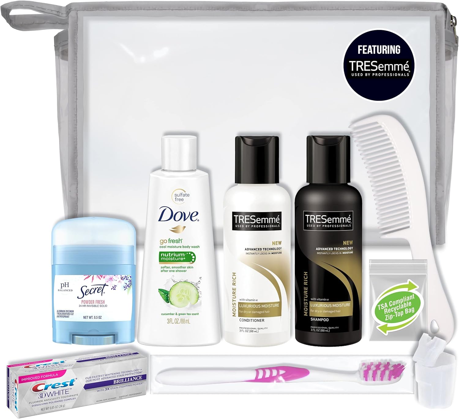 Convenience Kits international 10 PC Deluxe Kit, Featuring: Tresemme Hair and Dove Body Travel-Size Products
