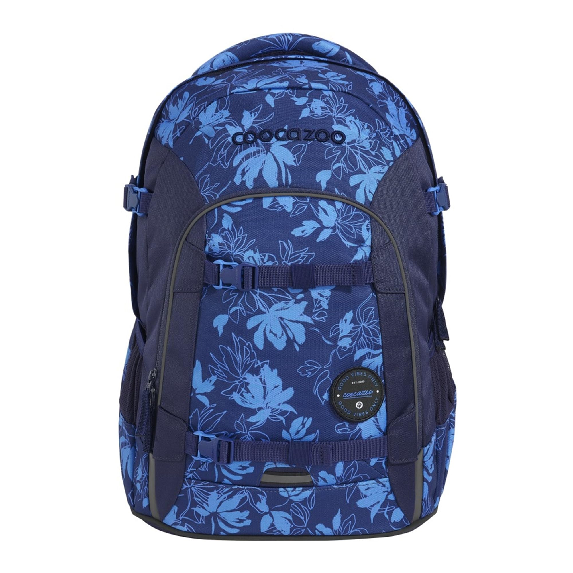 coocazoo Schulrucksack Joker, „Tropical Night“, blau, ergonomischer & anpassbarer Tornister, höhen- & größenverstellbar, mit Brustgurt & Hüftgurt, ab der 3. Klasse