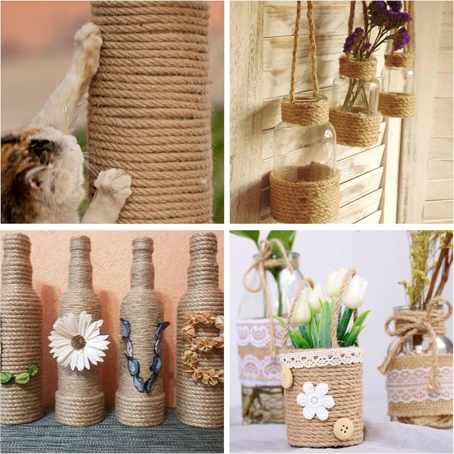 Corde De Coco Naturelle 100m - 3,5mm Double Tressage | Charge 16kg | Pour Jardinage & Macramé