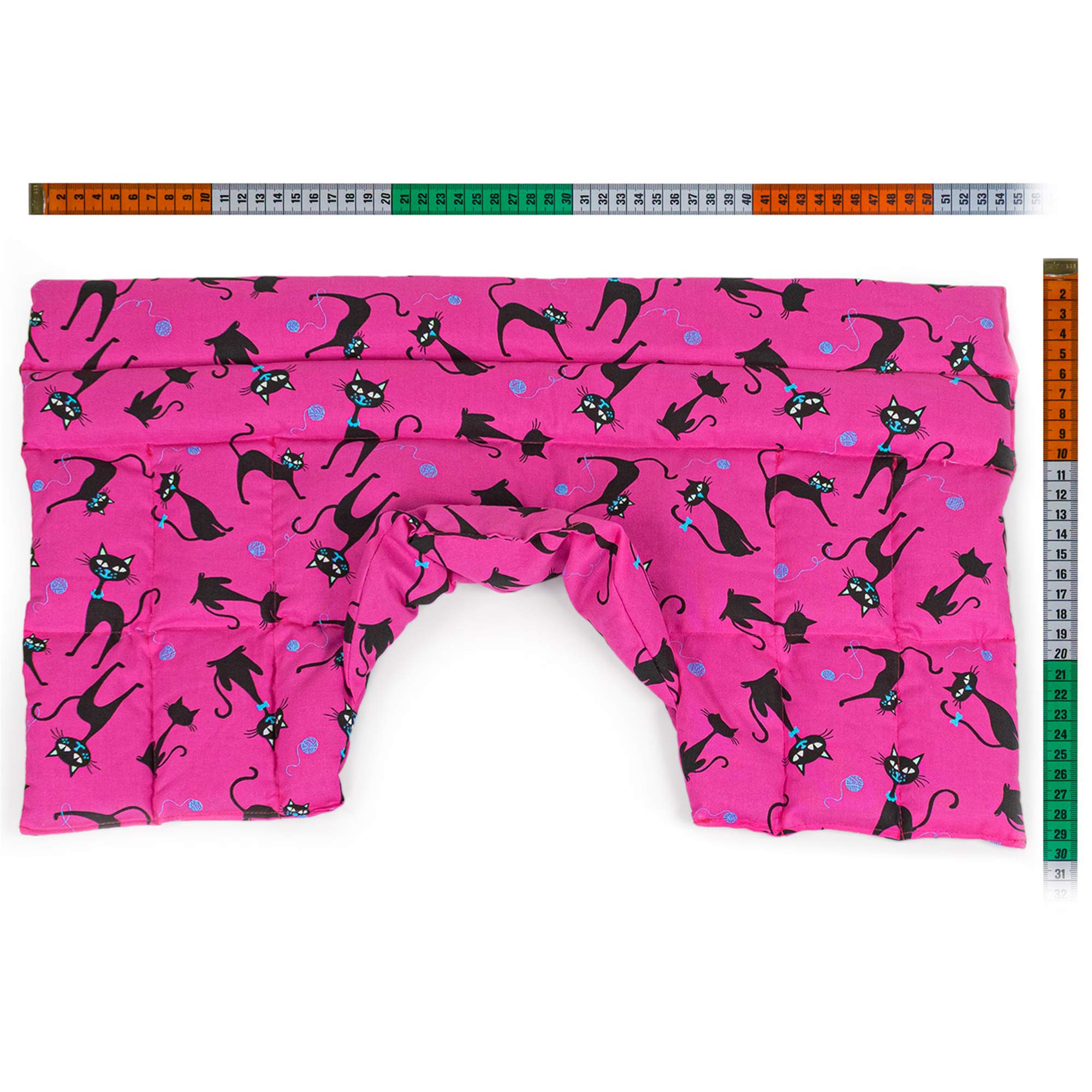 Bio-Dinkelkissen Schulter & Nackenkissen mit Kragen. Nacken Wärmekissen, Körnerkissen - Wärme und Kälte (Katzen-pink, Bio-Dinkel)