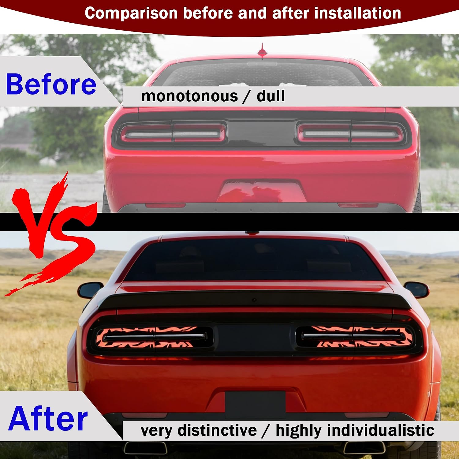 Tail Light Covers Tint for Dodge Challenger 2015-2023 Accessories image 4