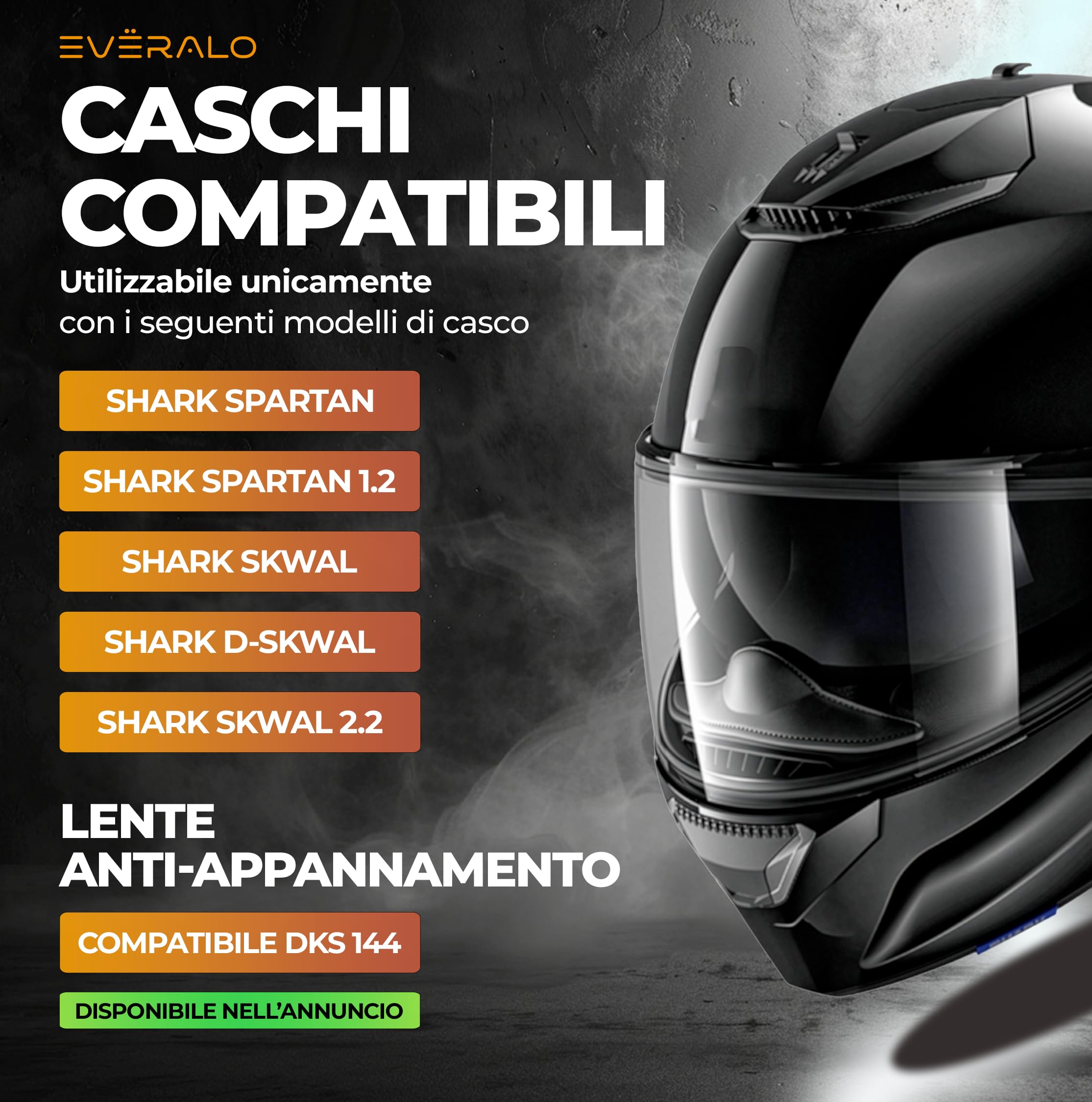 Visiera Compatibile con Shark Spartan - Spartan 1.2 - Skwal - Skwal 2 - D Skwal - D Skwal 2 - Vz160 - Vz165 (Trasparente)