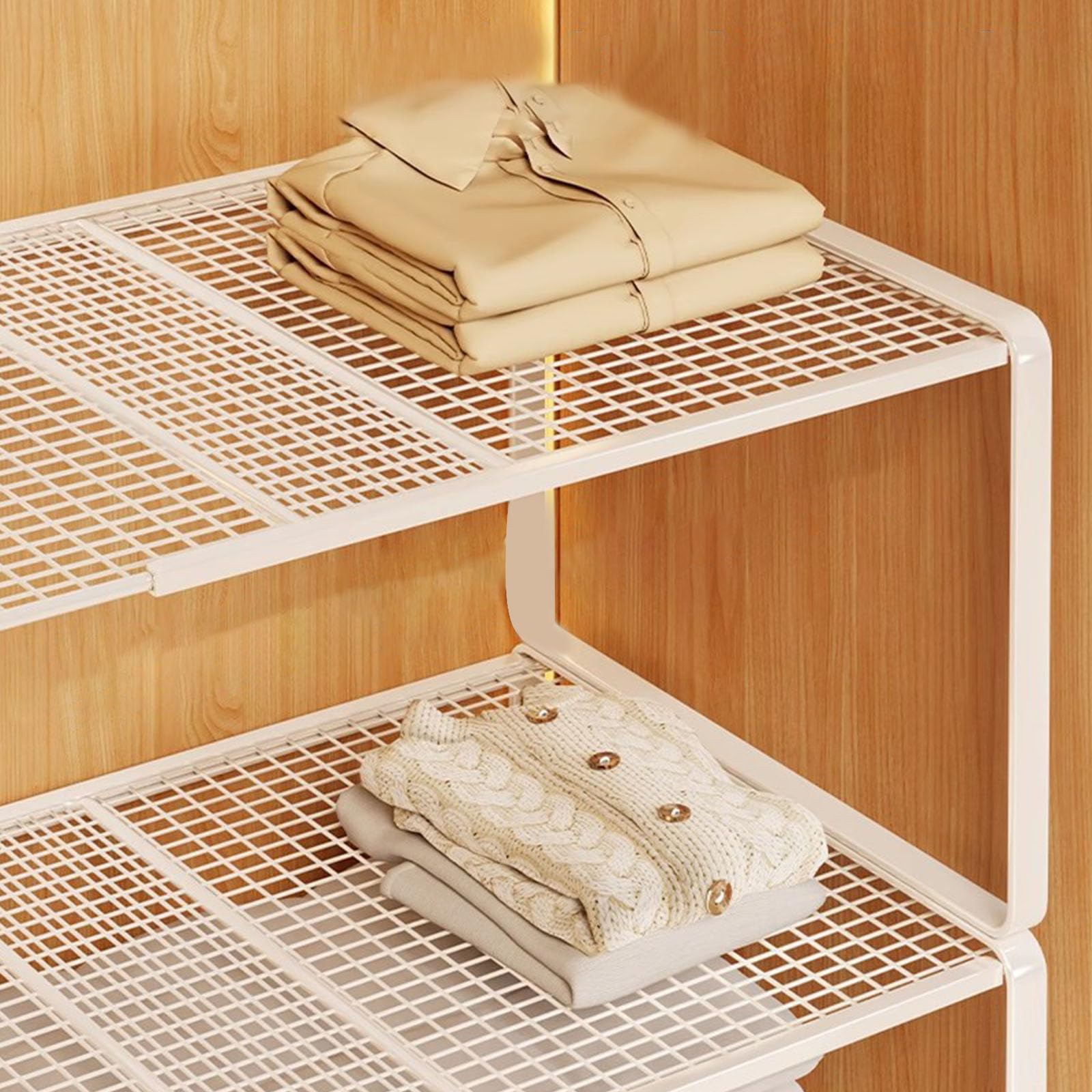 Estantes de armario de metal de montaje rápido, sistemas de almacenamiento de altura ajustable para organización de ropa y accesorios, divisor de estante antideslizante
