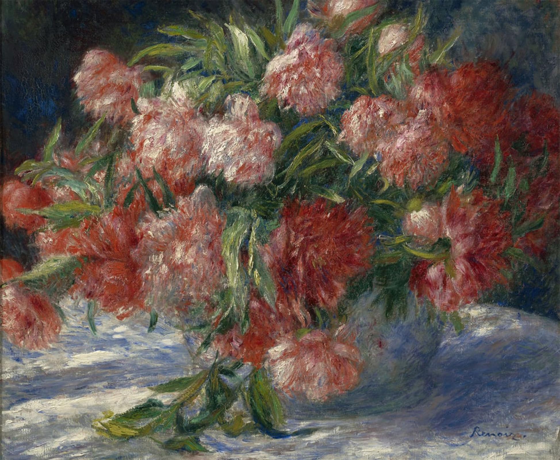 ARTXLXXBN Famous Painting Canvas Artwork Graffiti Print Peonies by Pierre Auguste Renoir Portrait Canvas Image for Home Decor 60x90cm