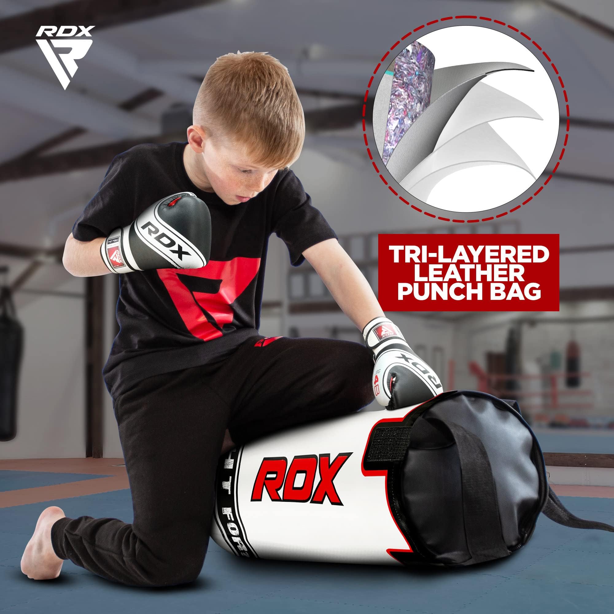 RDX Kinder-Boxsack, 61 cm, MMA, schwer, inkl. Boxhandschuhe, gefüllt, Kickboxing, Muay Thai