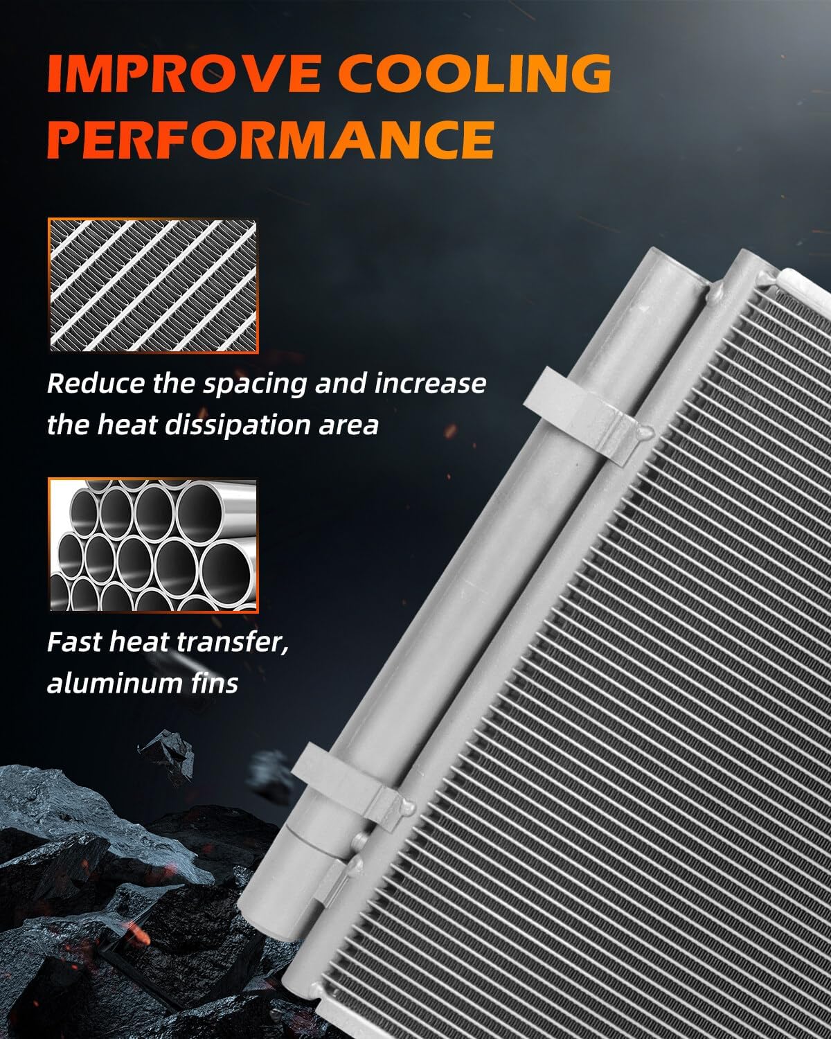 OCPTY AC Condenser Compatible with 2014-2016 for Hyundai Elantra | 2014 for Hyundai Elantra Coupe | 2016-2017 for Hyundai Elantra GT，replace 4519 condensers, Air Conditioning Condenser