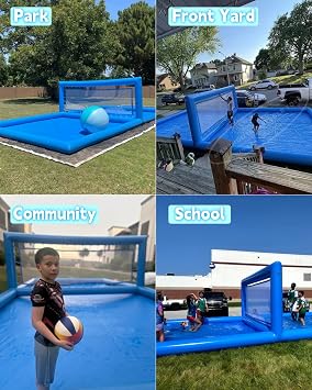 33FT/L Inflatable Pool Volleyball Net Pool Volleyball Set Beach Games for Adults and Family Party Yard Giant Summer Games