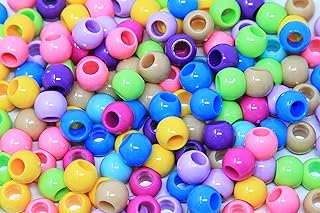 160PC 12x15 mm Premium Pony Beads, Bracelet Cool Beads, Beads for Hair Braids, Beads for Kids Crafts, Plastic Beads, Hair Beads for Braids for Girls (Spring Mix Color)