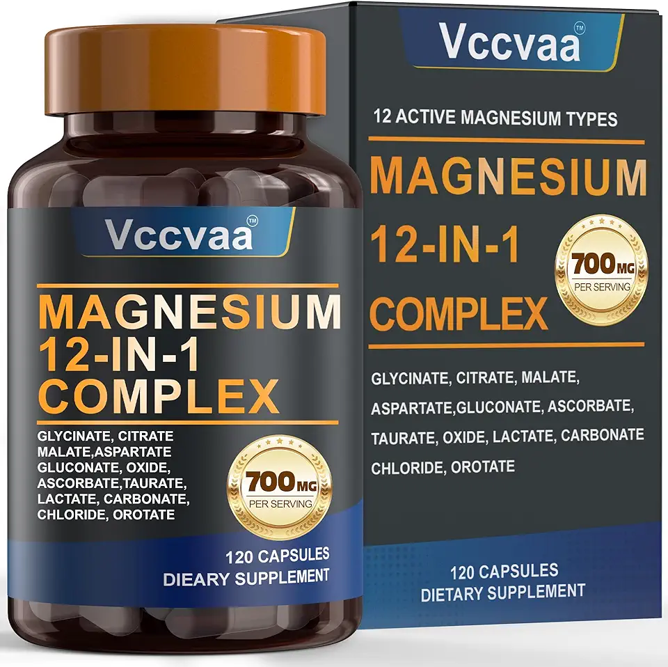 Magnesium Complex 700mg – 12-in-1 Magnesium Supplement with Glycinate, Citrate, Malate, Oxide, Taurate &amp; More – High Absorption for Muscle, Heart, Sleep, Bone, Nerve Support –120 Capsules
