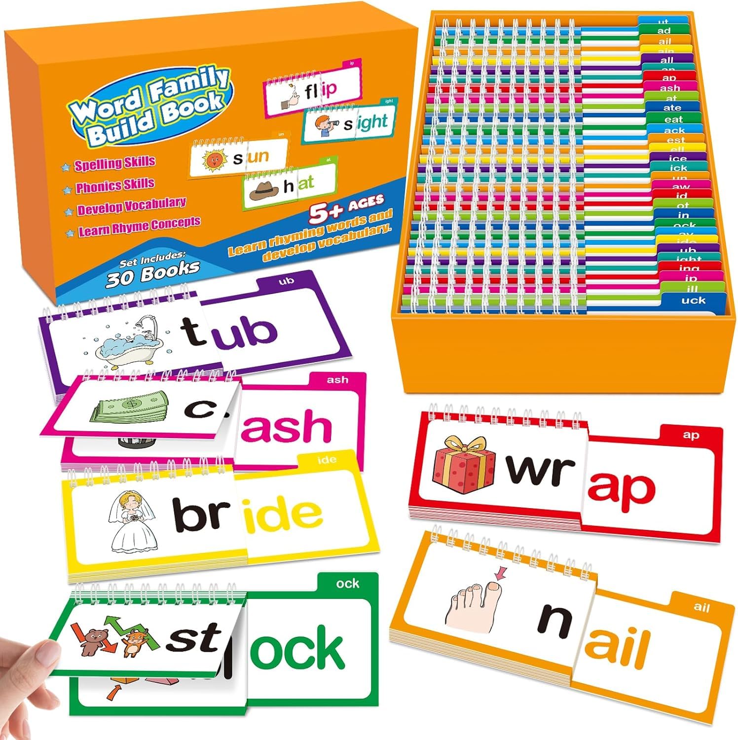 Phonics Flip Books英語 VQLERO Word Family Build Book, Educational Phonics Flip Books Set