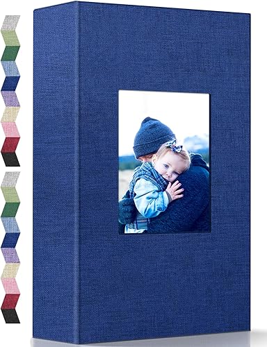 Popotop Álbum de fotos de 4 x 6 300 fotos, cubierta de lino, libros de fotos con 300 bolsillos horizontales, álbumes de fotos deslizables para