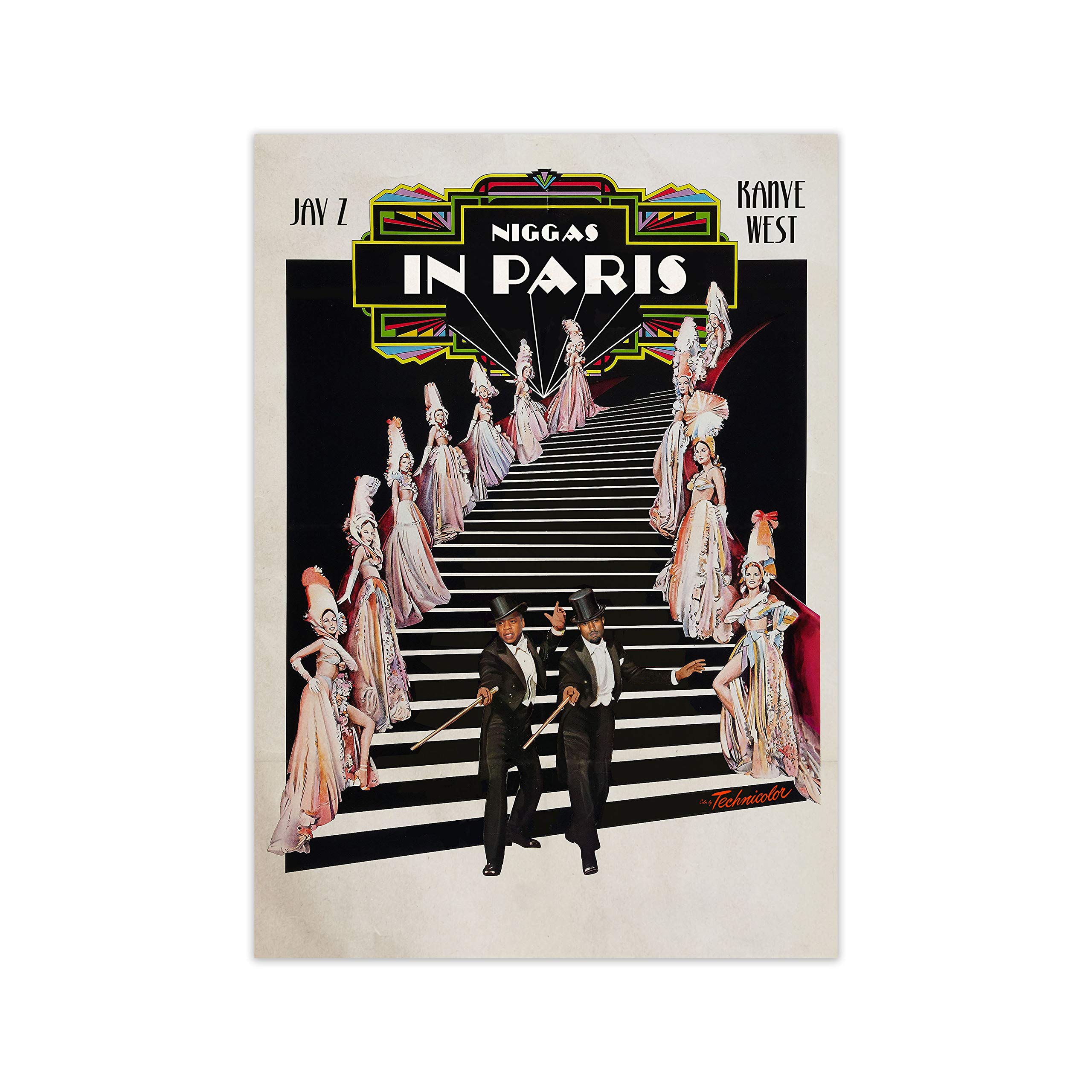Jay-Z Kanye West Niggas in Paris Retro-Musik-Poster, gerahmt