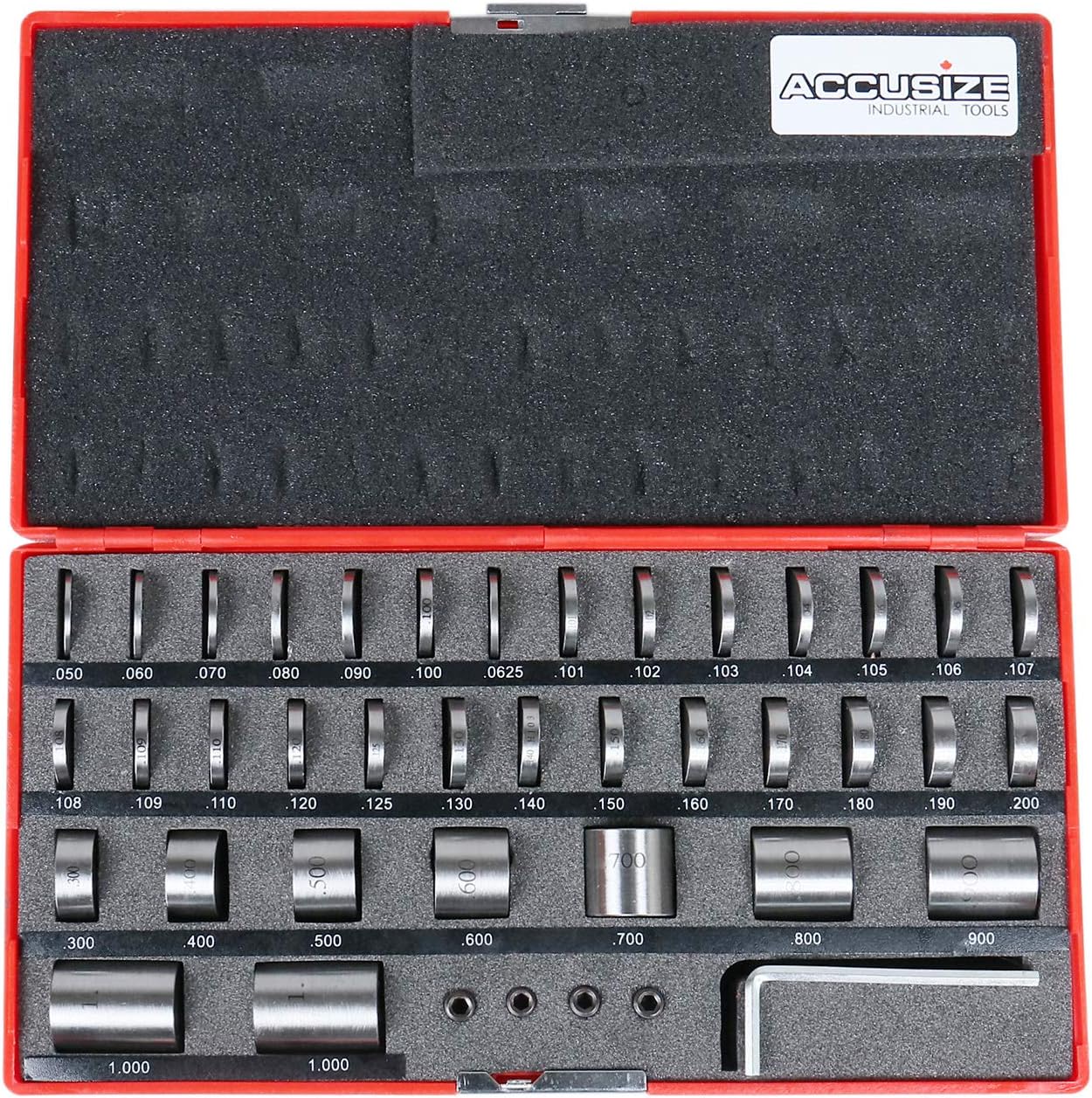 Accusize Industrial Tools 36 Pc Steel Spacer Block Set in Fitted Case, 3604-7001