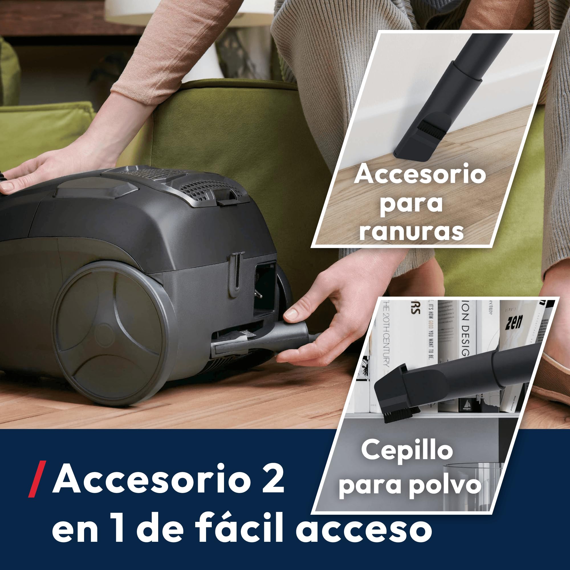 Hoover HE1 Aspiradora de Trineo con Bolsa Compacta | Todos los Suelos | Con Cable, Radio de Acción 7,5m, Capacidad de Bolsa 2,5L, Filtro EPA, Accesorios Incluidos